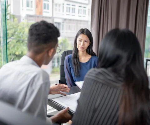 Woman being interviewed for job 