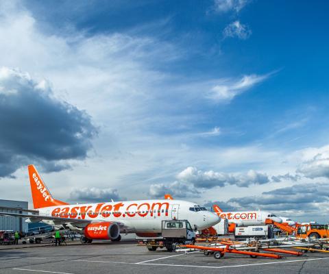 EasyJet aircraft pictured at the stand at Luton airport