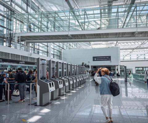 New EU Entry-Exit System kiosks at a European airport