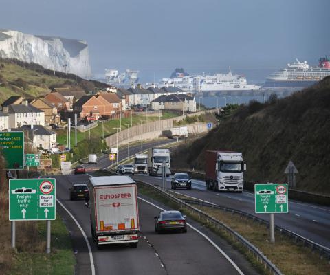 Cars and lorries head towards the Port of Dover