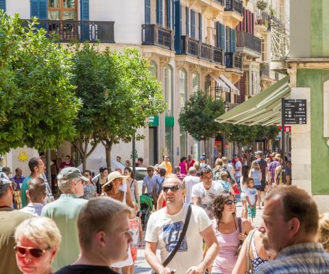 Crowded streets in Palma de Majorca