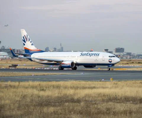 A SunExpress aircraft pictured at Frankfurt airport