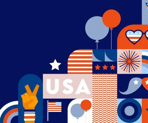 Graphic showing US motifs ahead of Independence Day