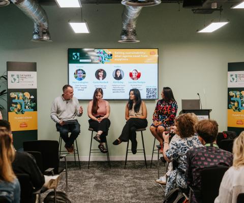 Matt Callaghan, Carla Murdoch, Kiri Dulay Lourdes Huelgas at the 2026 Fairer Travel Event