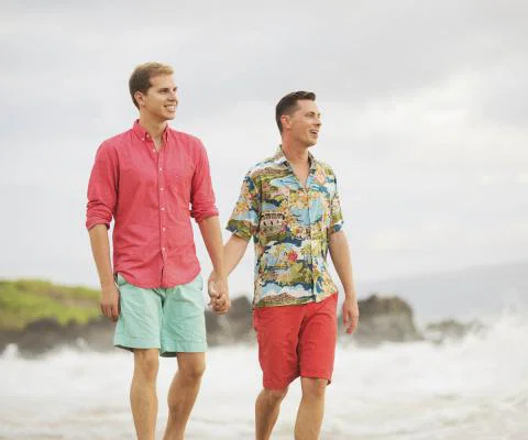 LGBT - male couple beach (stock)