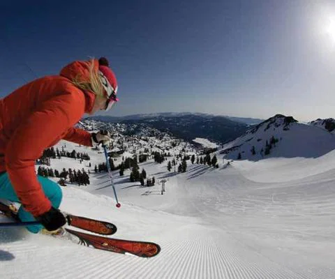 Squaw Valley Groomer skiing California