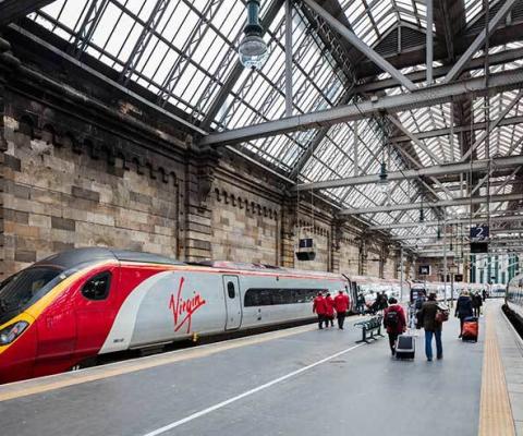 Virgin train at Glasgow station