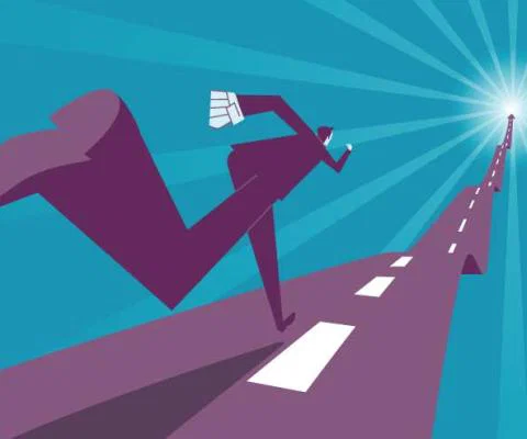 Man running into distance graphic iStock-455441231