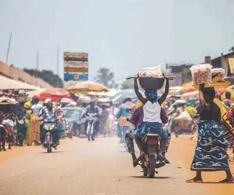 Market place in African village