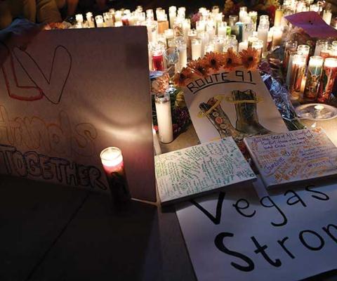 Las Vegas shooting memorial. Photo Credit: Getty Images
