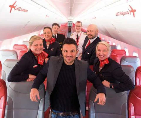Peter Andre and Jet2.com staff celebrate 15th Birthday