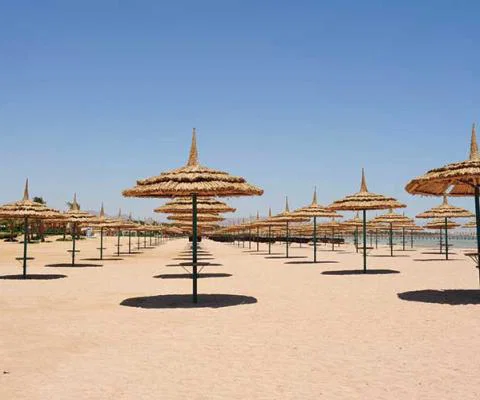 Egyptian beach full of parasols