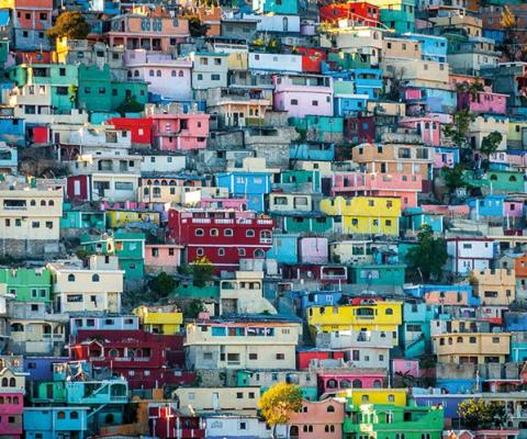 Haiti Port-au-Prince City buildings colours