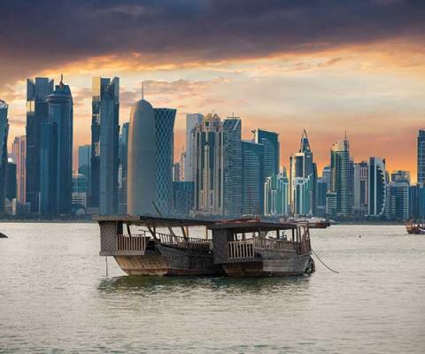Boat in Doha harbour, Qatar