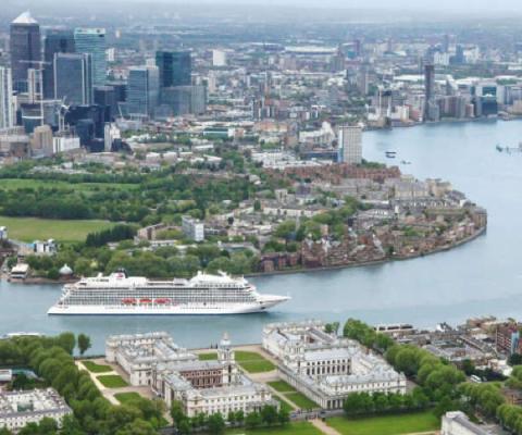 Viking Sun departs Greenwich