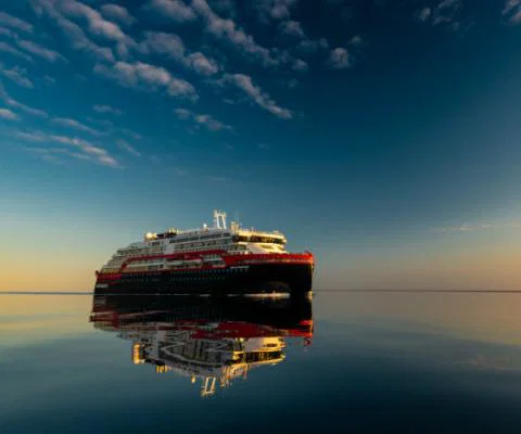 Hurtigruten's Roald Amundsen completed the journey on Tuesday (Image courtesy of Karsten Bidstrup)