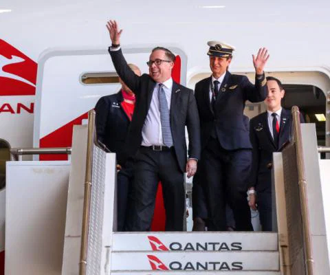 The flight touched down in Sydney after 19 hours 19 minutes in the air