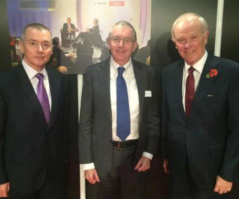 Strickland with Walsh and Emirates president, Tim Clark.