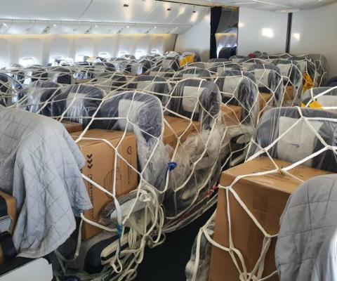 A British Airways flight loaded with PPE for the NHS