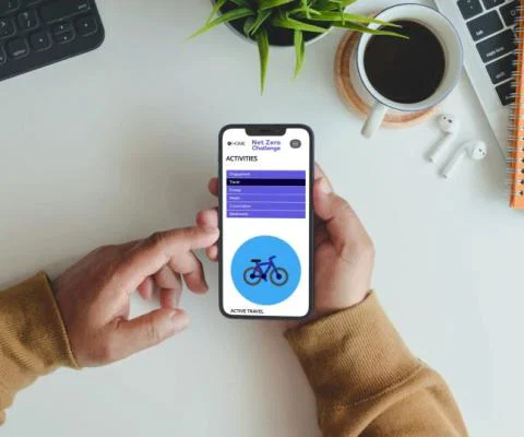 The app and website encourages businesses to take climate positive action
