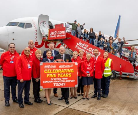 Jet2 celebrated five years' flying from Stansted and Birmingham on Wednesday (30 March)