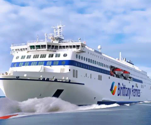 An artist's impression of Brittany Ferries' new hybrid powered ship Saint Malo