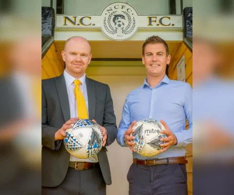 L-R: Nairn County director Graeme Macleod and Murray Travel's Scott Murray (Credit: Eoghan Smith Photography)