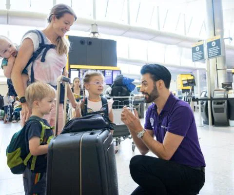 Rylan has become an honorary member of Heathrow's "purple people" crew (Credit: Heathrow airport)