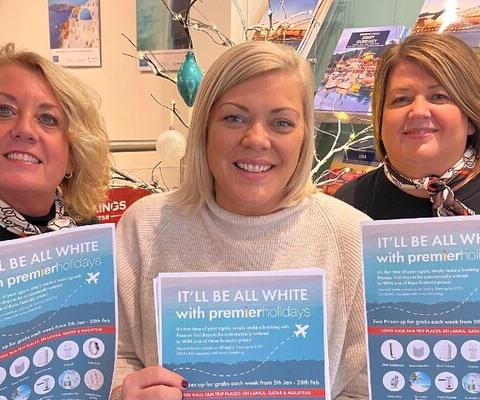 Premier BDM Karen Milward (centre) launched the campaign at Kirkburton agency Travel Experience with Amanda Richardson and Ruth Littlewood