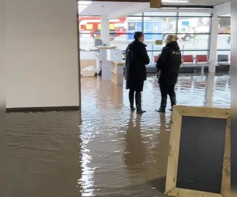 Exeter airport, flood, Sept 2023, credit: Justin Sharp/Twitter
