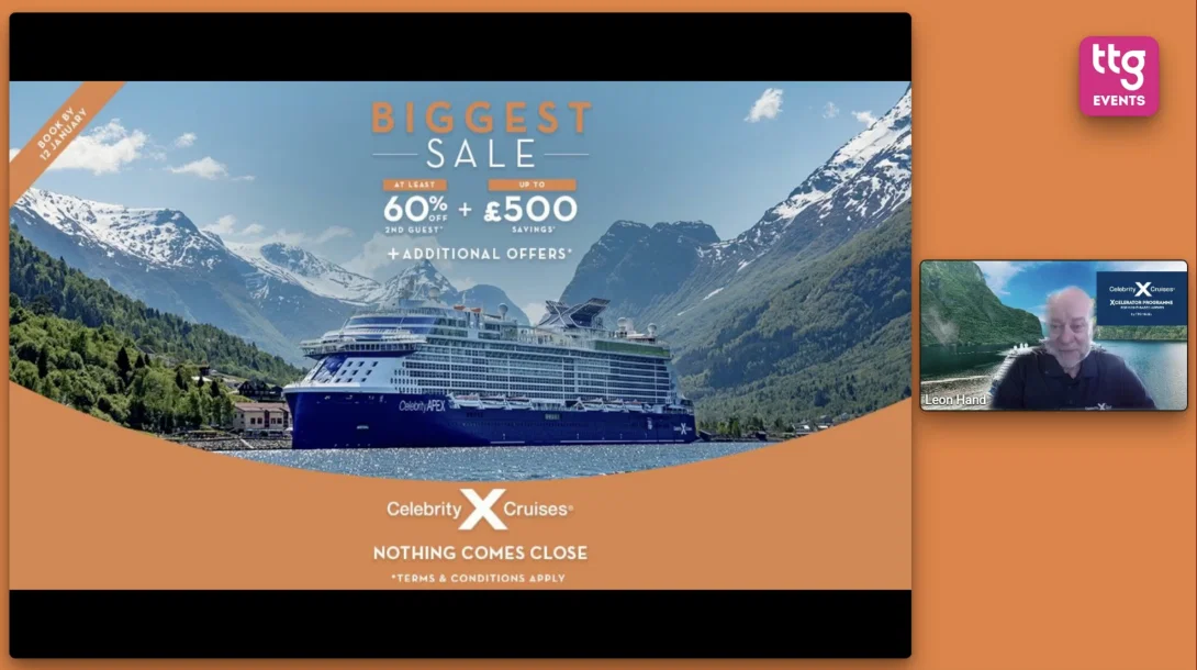 Screenshot from webinar with Leon Hand explaining slide on great Celebrity offer during the Wave period