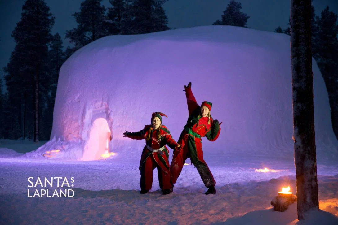Guests are met by jolly elves at Santa's Lapland