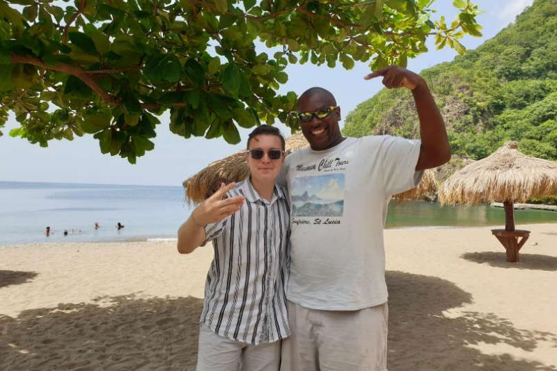 Marvin, aka Baby Shaq, owner of Maximum Chill-Out, with Andrew Doherty