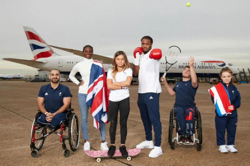 Athletes Ali Jawad, Dina Asher-Smith, Sky Brown, Cheavon Clarke, Alfie Hewett, Maisie Summers-Newton