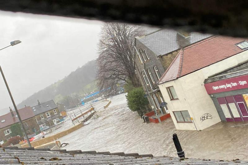 Storm Ciara has flooded the village of Mytholmroyd