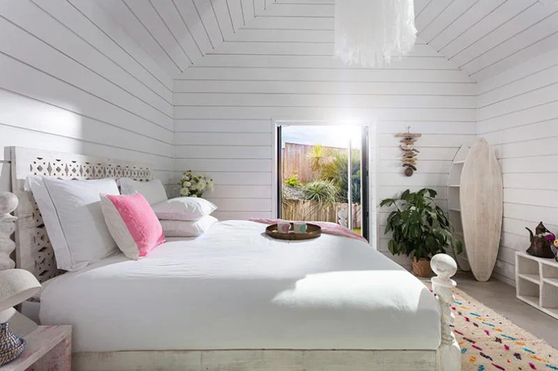 Bedroom at one of the Three Mile Beach houses