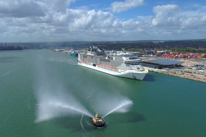 MSC Virtuosa arrives into Southampton (Pic credit: MSC Cruises)
