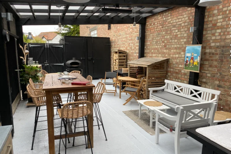 The outdoor patio space where Jo will host appointments each Wednesday
