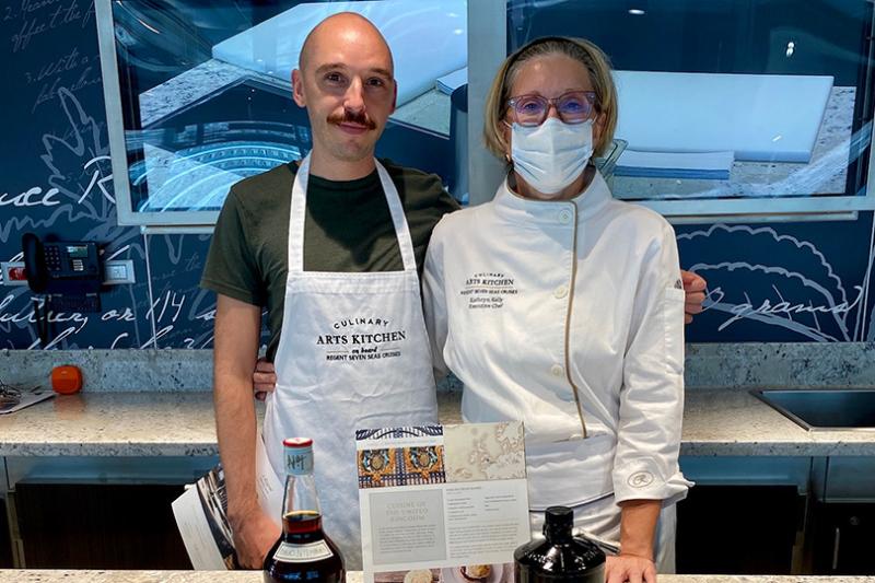 Oliver learned some cooking skills from executive chef Kathryn Kelly