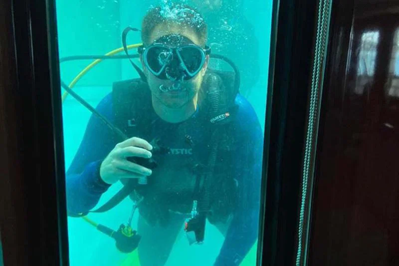 Keen diver Ian Weir loved the dive pool onboard Tradewind Voyages' Golden Horizon