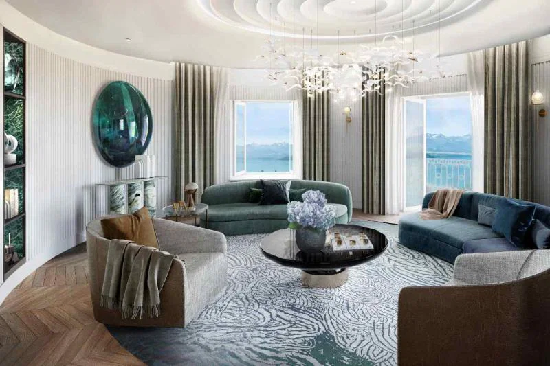 The living room in the hotel's presidential suite (Credit: Jestico+Whiles)