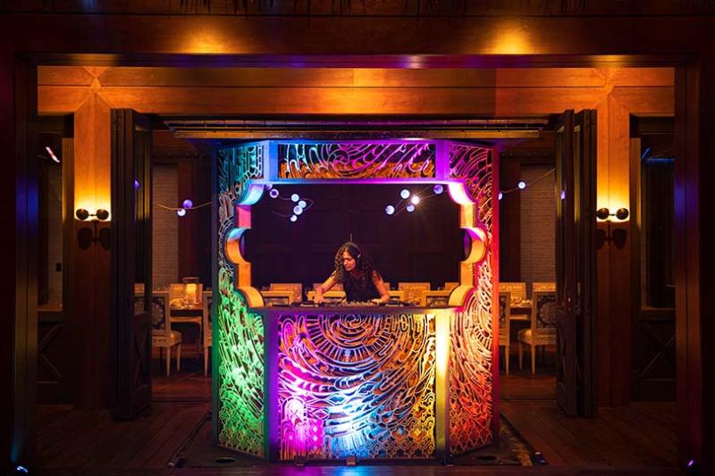 The illuminated DJ booth. Credit: Virgin Limited Edition