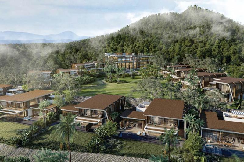 The beachfront residences and penthouses with pools will be surrounded by mountains