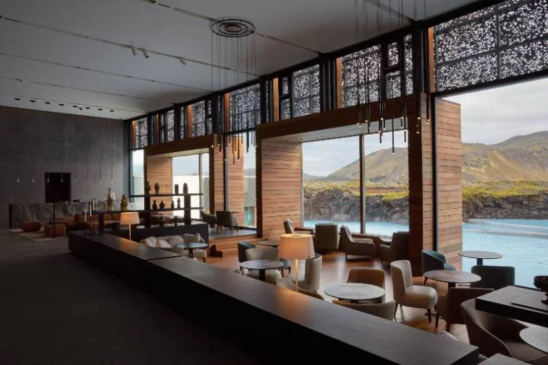 The lobby of the resort exudes Nordic chic 