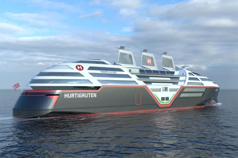 Hurtigruten unveils zero-emission ship of the future with towering solar sails