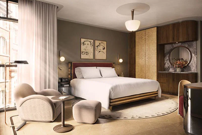 Rooms have a contemporary Art Deco style