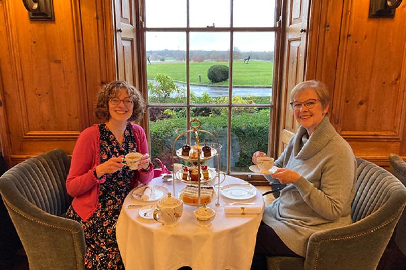 Charlotte (left) and her mum sample the new afternoon tea menu