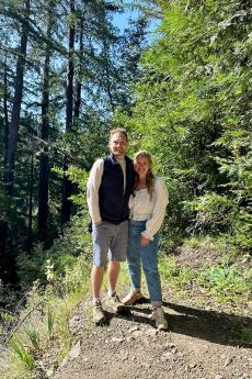 Jennifer Morris and husband Jamie in Monterey County redwood forest 