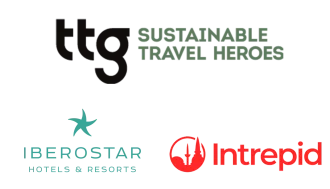 TTG Sustainable Travel Heroes, Iberostar and Intrepid logos