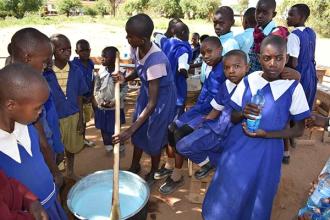The children also received lessons on soap making...